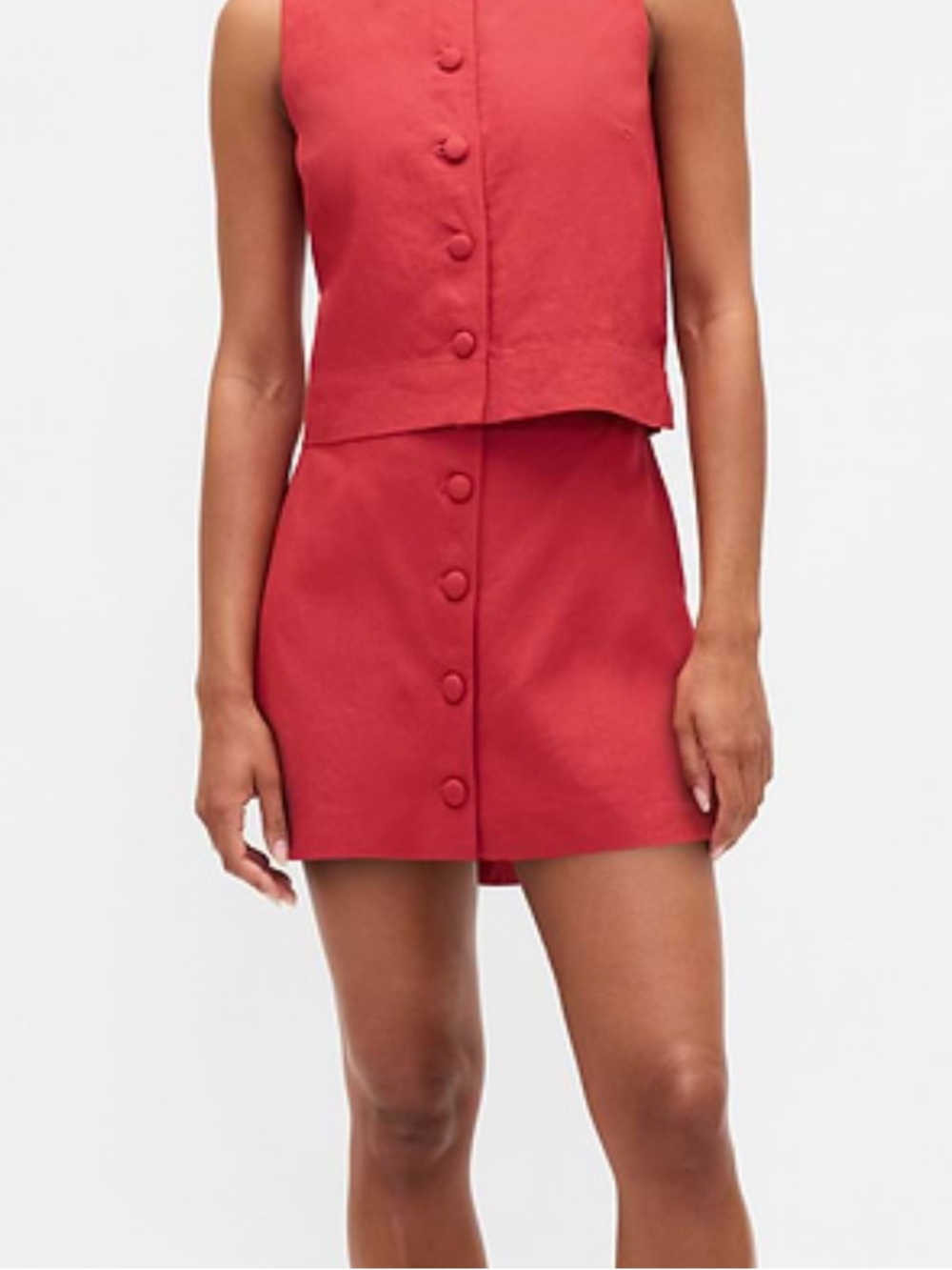Gap Linen Blend Button Front mini skort